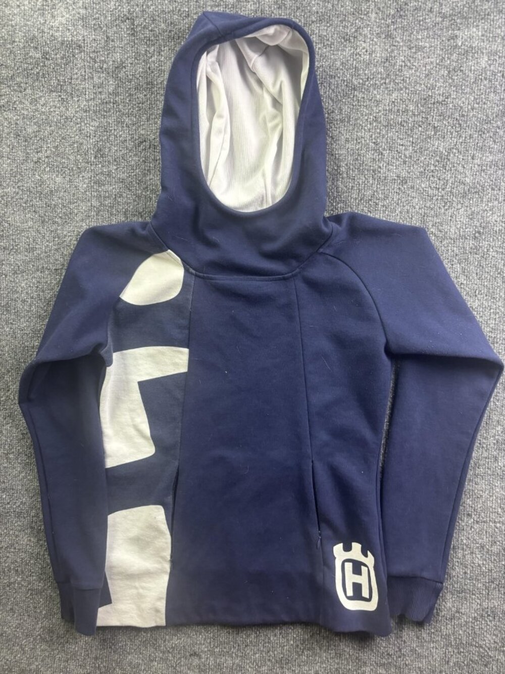 Husqvarna Hoodie Womens Medium Blue Pullover Fleece Sweatshirt Moto Graphic Logo